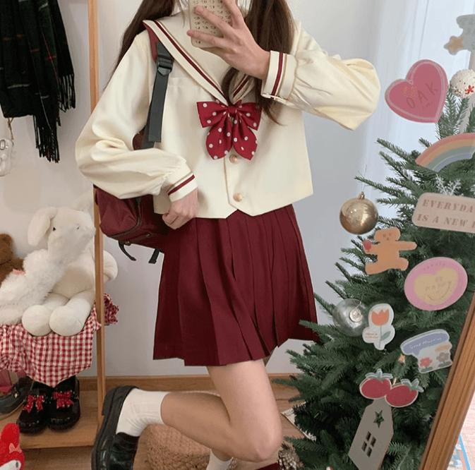 セーラー服 クリスマスカラーの学園風セーラーコーデセット