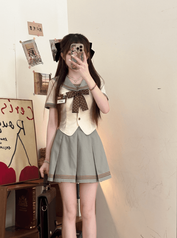 セーラー服 レトロ風スクールガール制服セット
