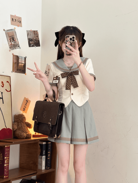 セーラー服 レトロ風スクールガール制服セット