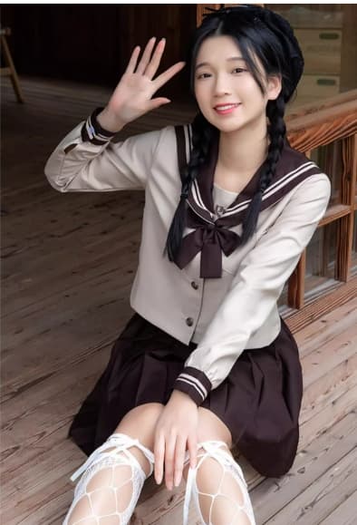 セーラー服 清純風 トップス 長袖ブラウス