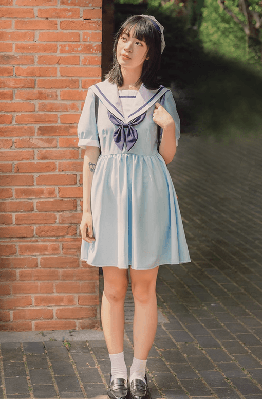 セーラー服 清楚な青空セーラーワンピース
