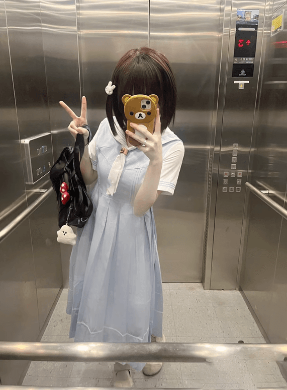 セーラー服 ふんわり白セーラー半袖ワンピース