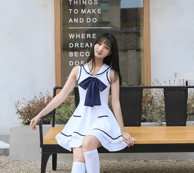 セーラー服 清楚可愛いセーラー襟ワンピース