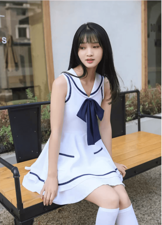 セーラー服 清楚可愛いセーラー襟ワンピース