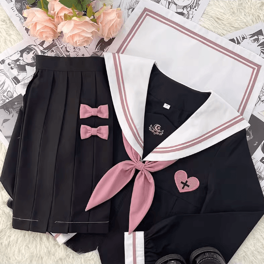 セーラー服 ゴシック風 ピンクアクセント制服セット