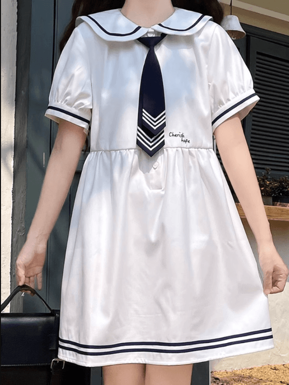 セーラー服 ネイビーセーラーカラー プリーツワンピース
