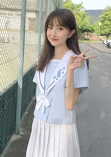 セーラー服 ウサギモチーフ セーラーカラー 半袖トップス