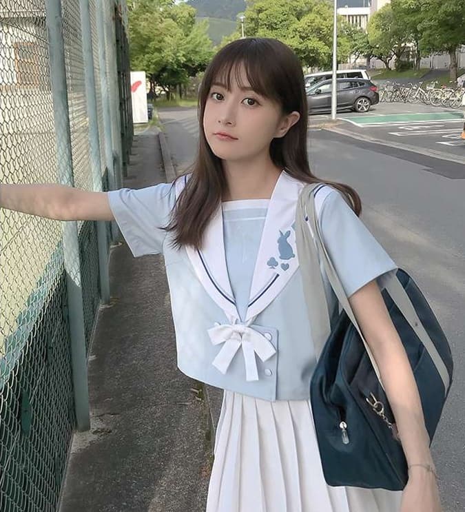 セーラー服 ウサギモチーフ セーラーカラー 半袖トップス