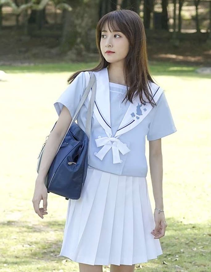セーラー服 ウサギモチーフ セーラーカラー 半袖トップス