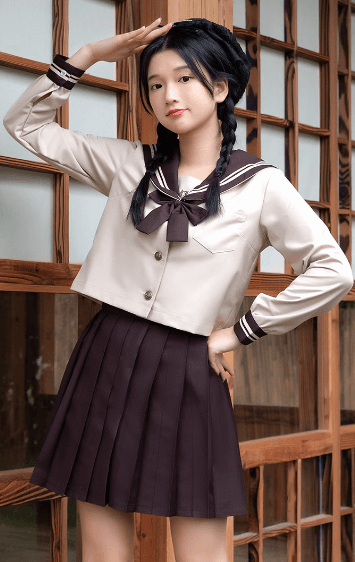 セーラー服 清純風 トップス 長袖ブラウス