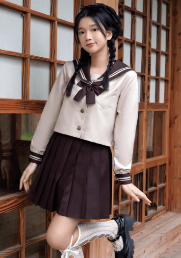 セーラー服 清純風 トップス 長袖ブラウス