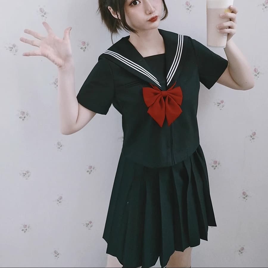 セーラー服 黒色マリンスタイル 制服セット