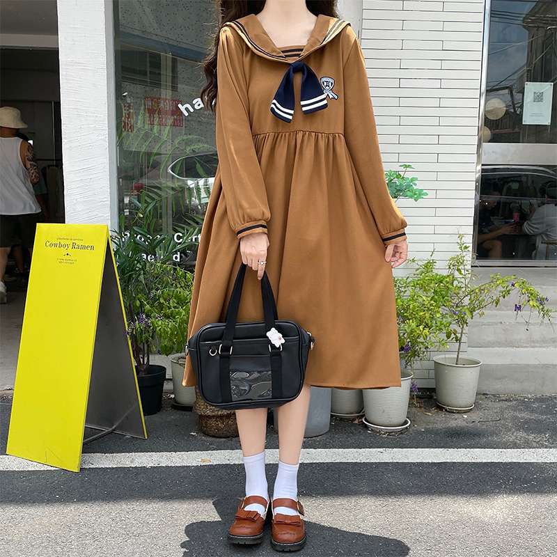 セーラー服 レトロ風セーラーカラーワンピース
