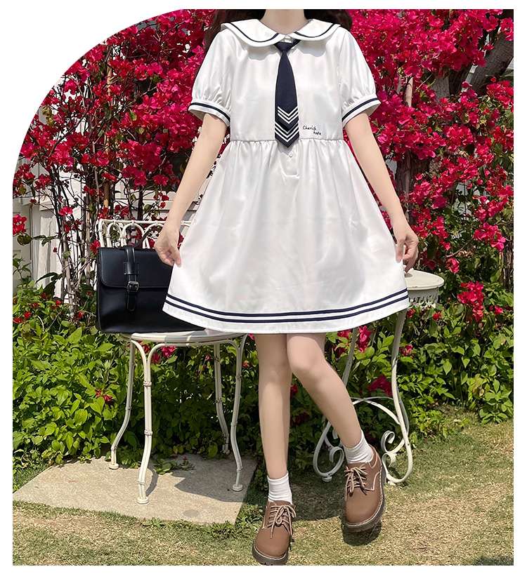 セーラー服 ネイビーセーラーカラー プリーツワンピース