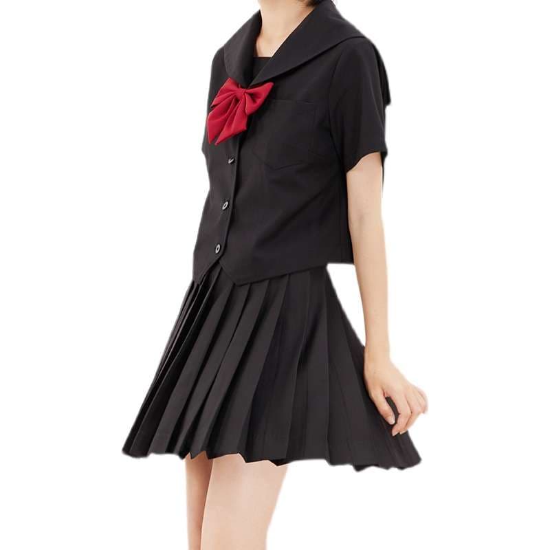 セーラー服 リボン付きセーラー風制服ワンピース