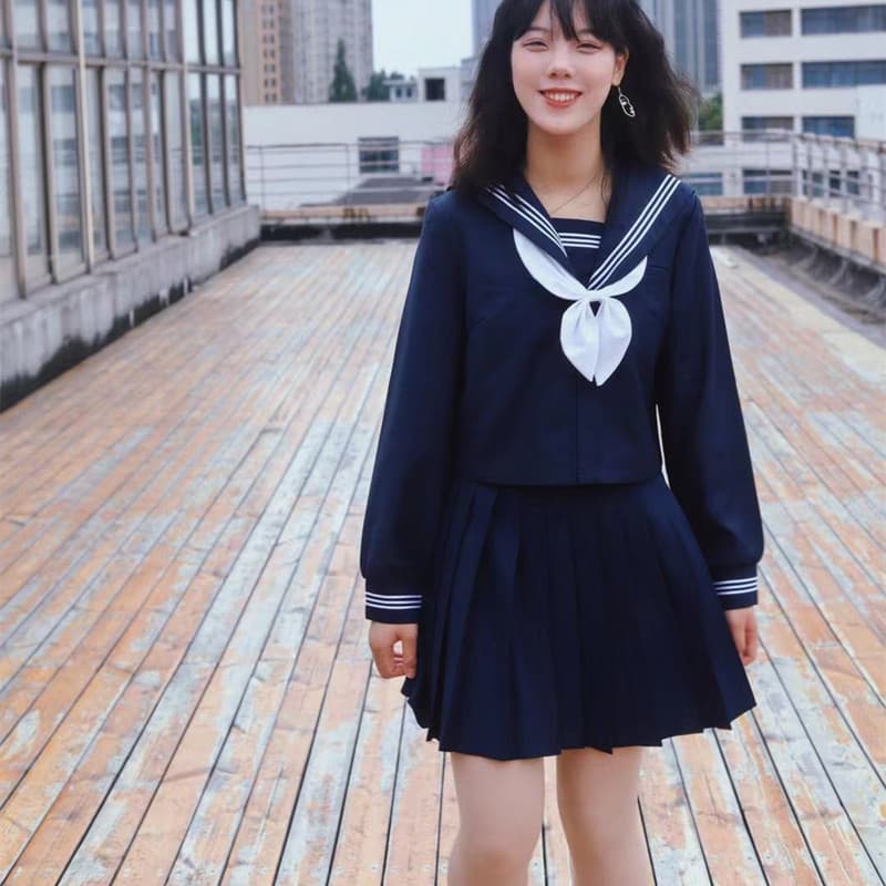 セーラー服 正統派学園風セーラー襟長袖トップス