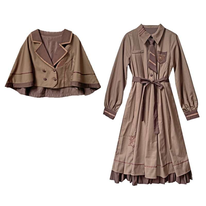 セーラー服 レトロ学院風ケープ付きワンピース