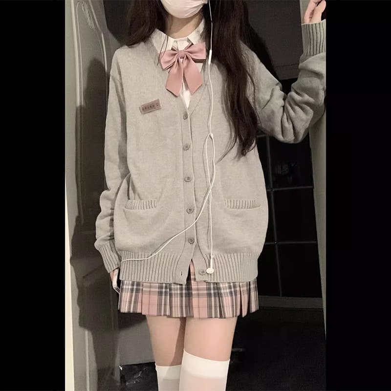 セーラー服 学園風ゆったりニットカーディガン