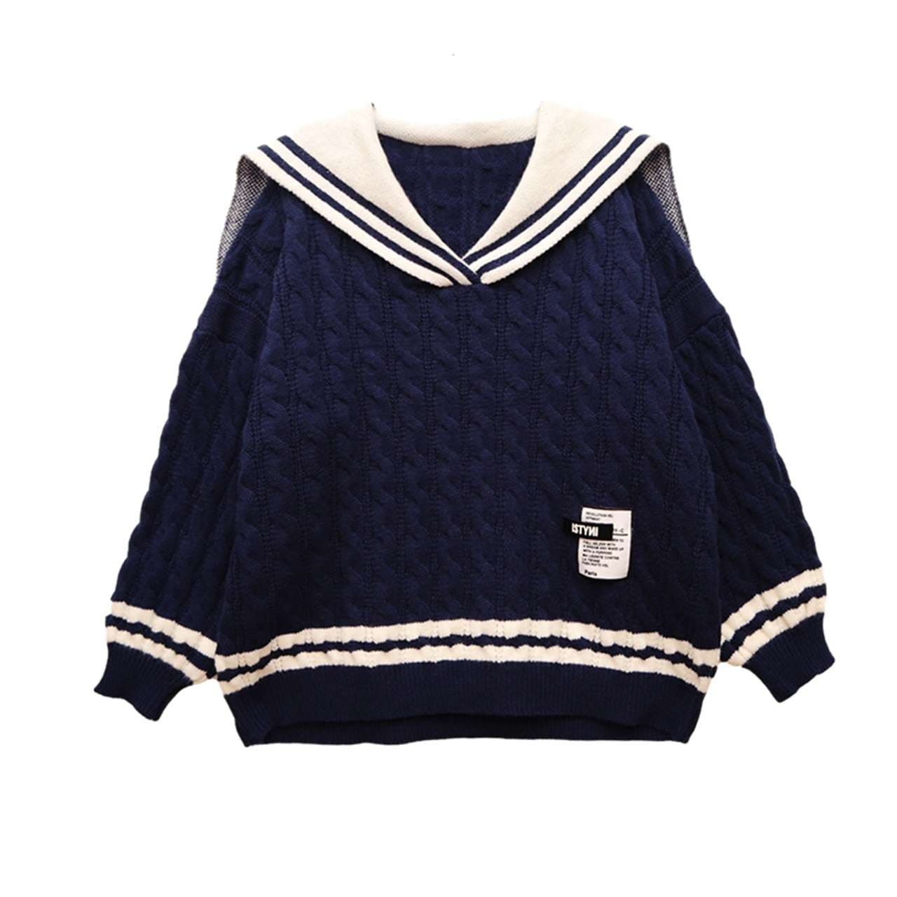セーラー服 オーバーサイズ マリンニットセーター