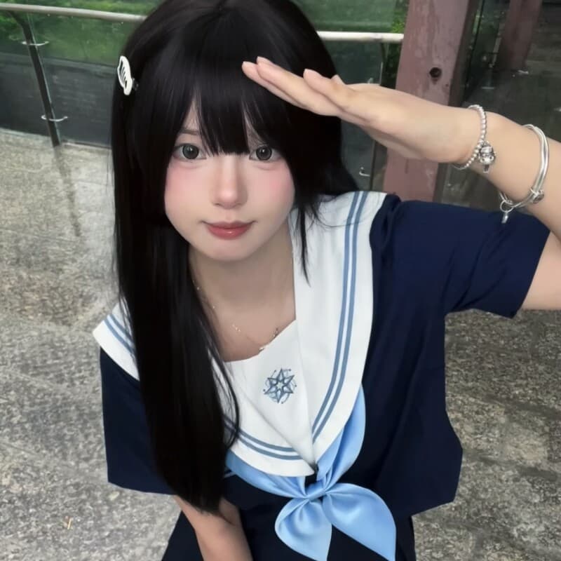 セーラー服 刺繍入り清楚セーラー長袖ブラウス