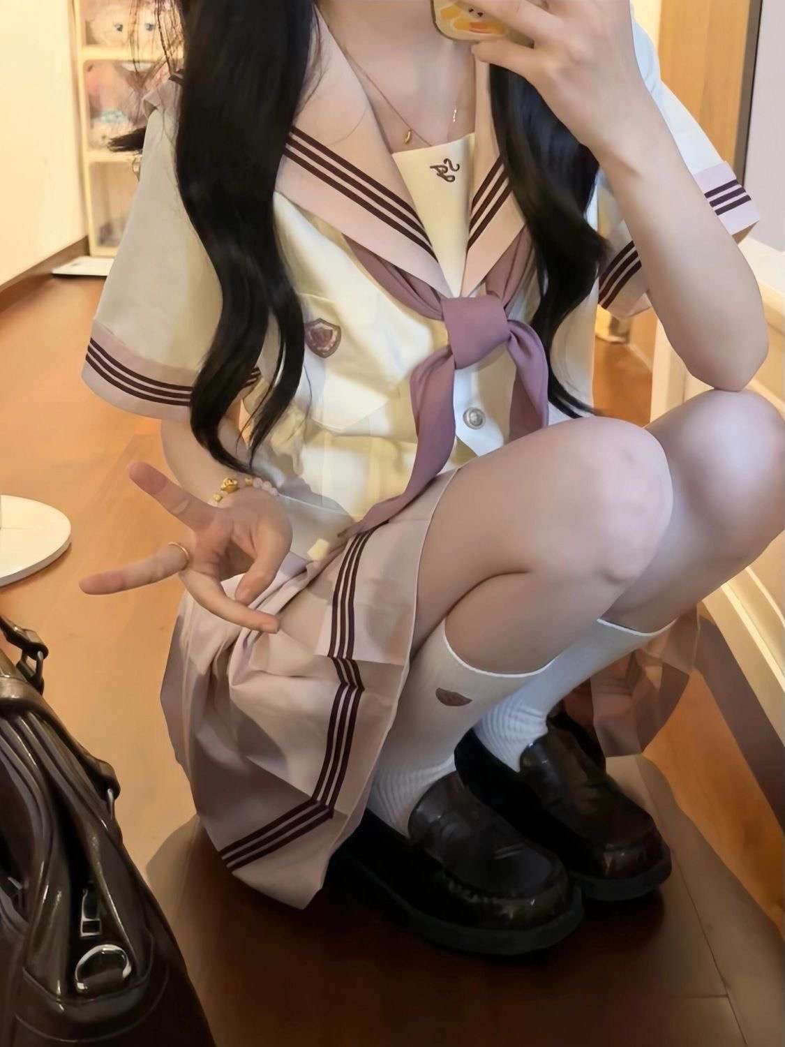 セーラー服 優雅なピンクアクセント 制服セット