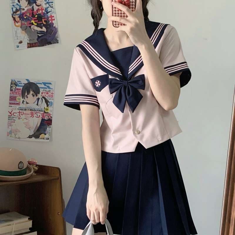 セーラー服 清楚可愛いピンク×ネイビー 制服風