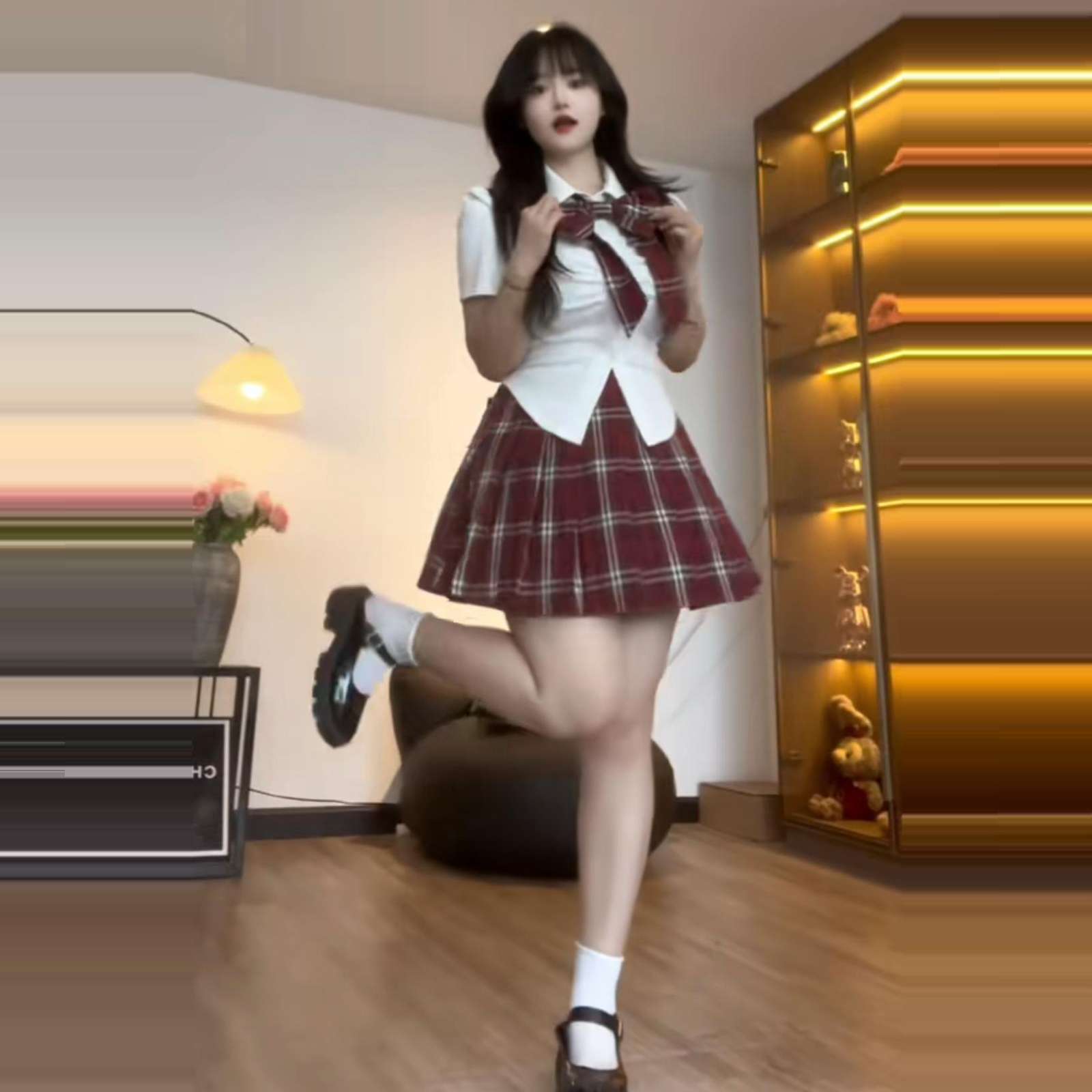 セーラー服 赤チェック柄スカート制服セット