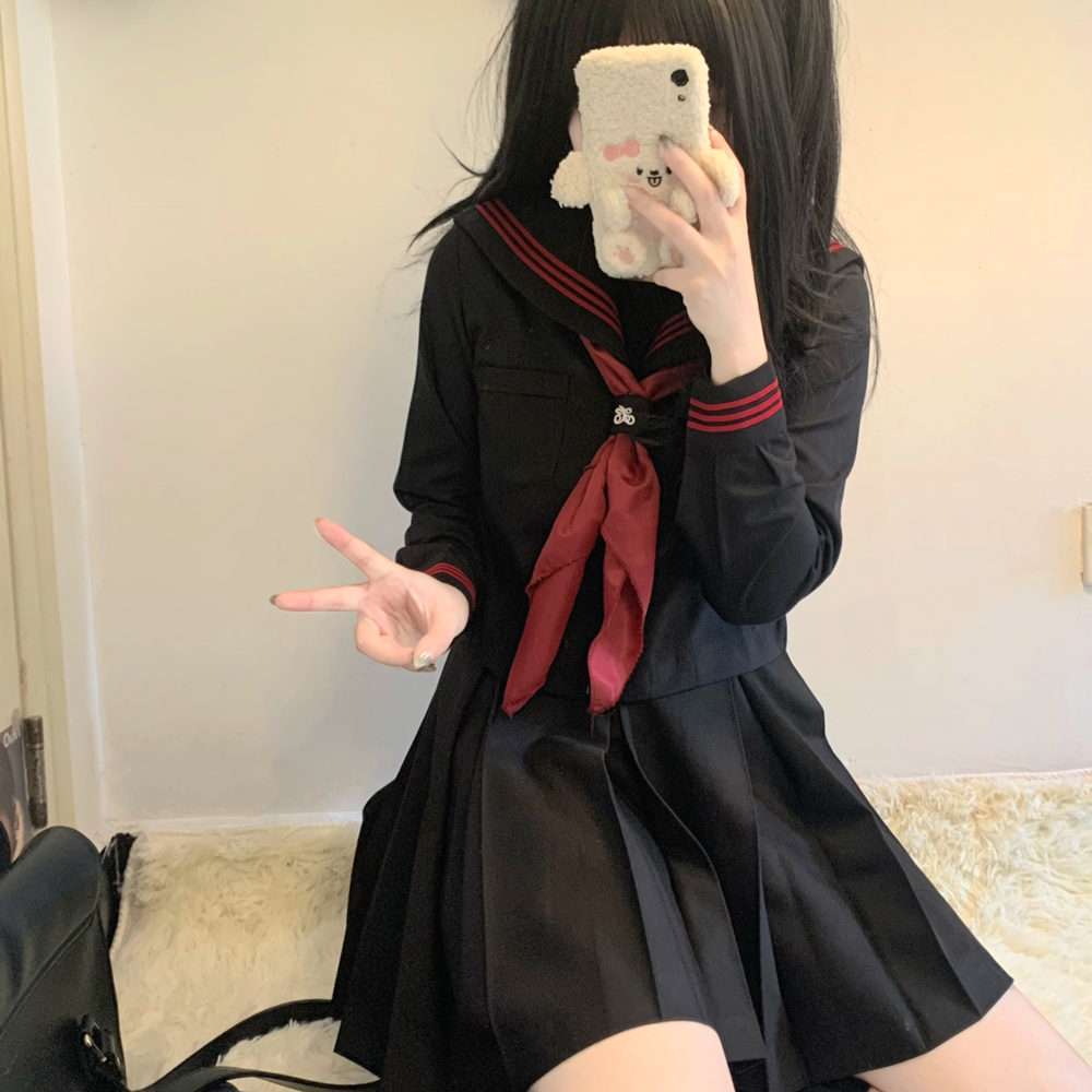 セーラー服 赤リボン襟付き 制服セット