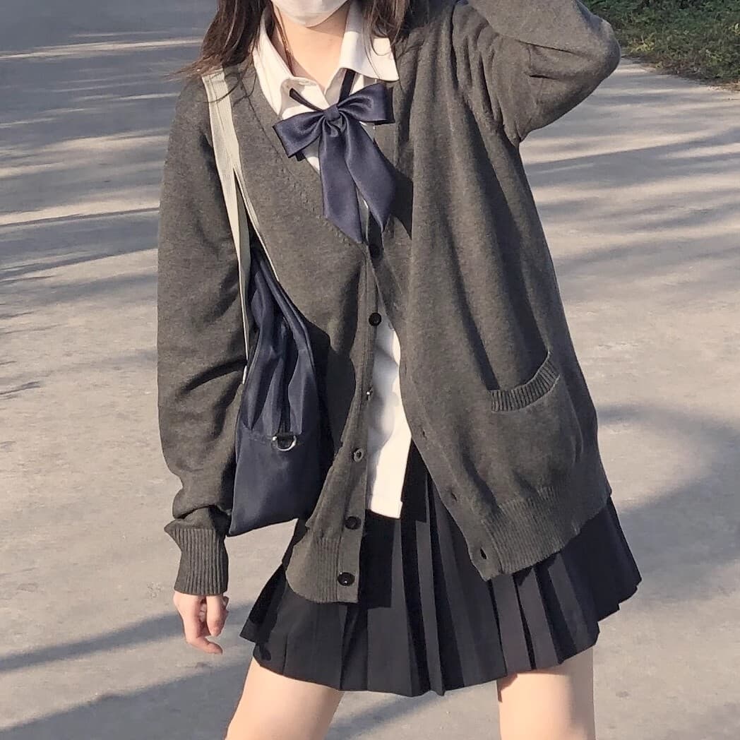 セーラー服 学園風ゆったりニットカーディガン