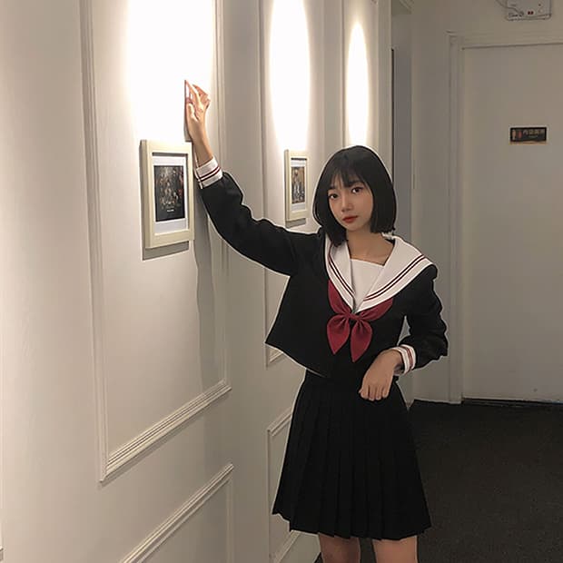 セーラー服 クラシック襟付き長袖セーラートップス