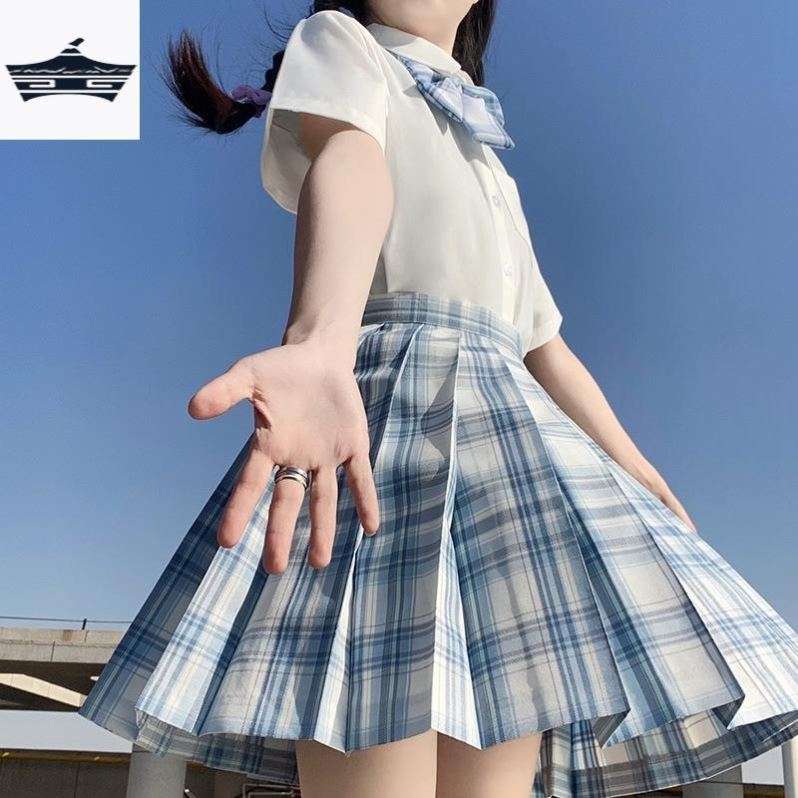 セーラー服 プレッピースタイル チェック柄プリーツスカート制服セット