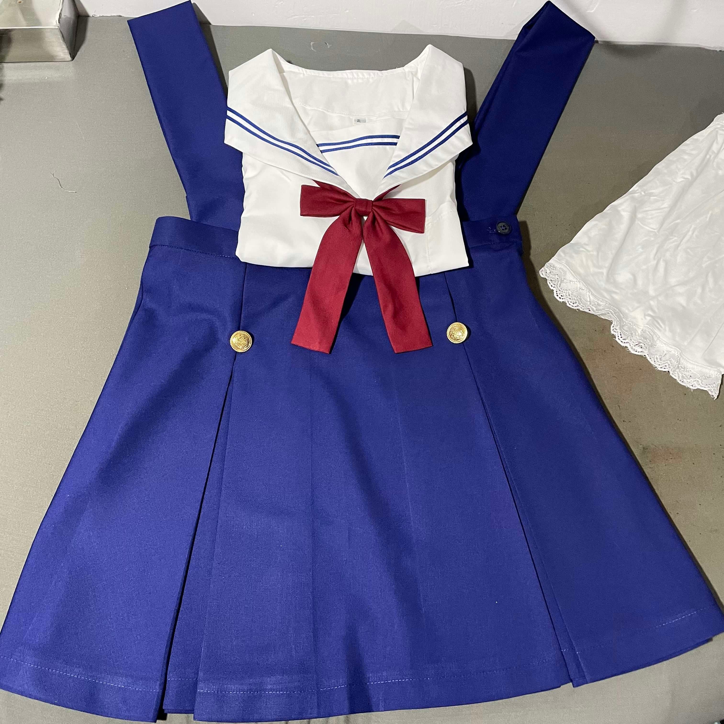 セーラー服 青白 アニメ風コスプレ衣装