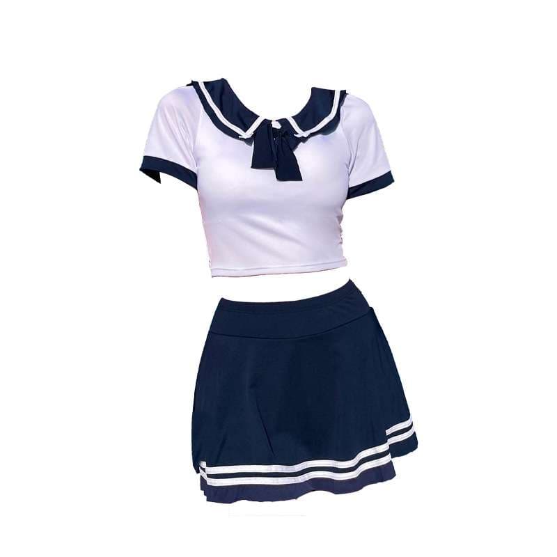 セーラー服 清楚可愛い二点セット セーラー風スイムウェア