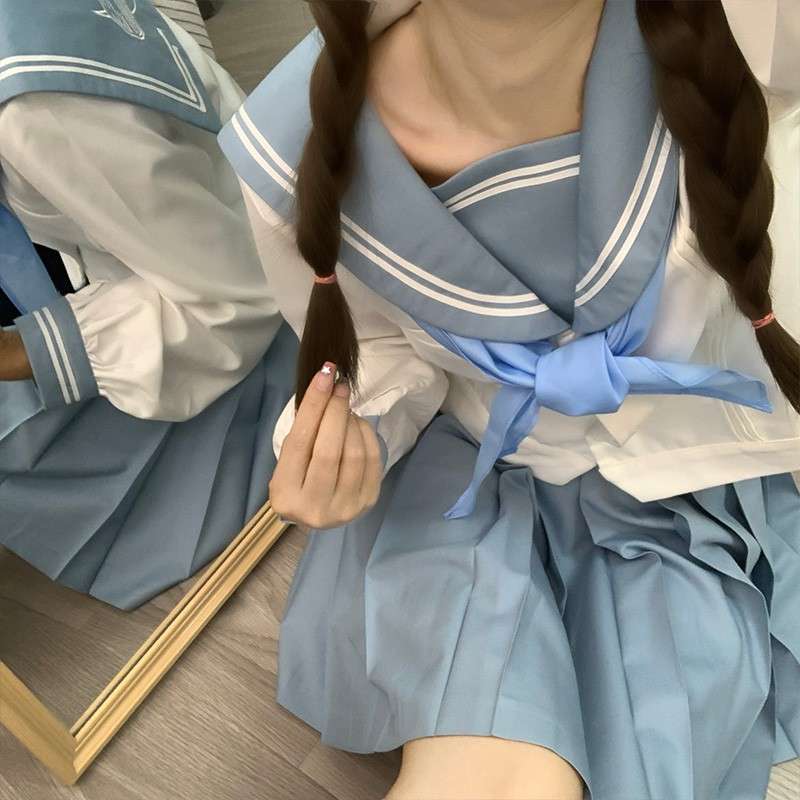 セーラー服 清楚可愛いセーラー風ツーピースセット