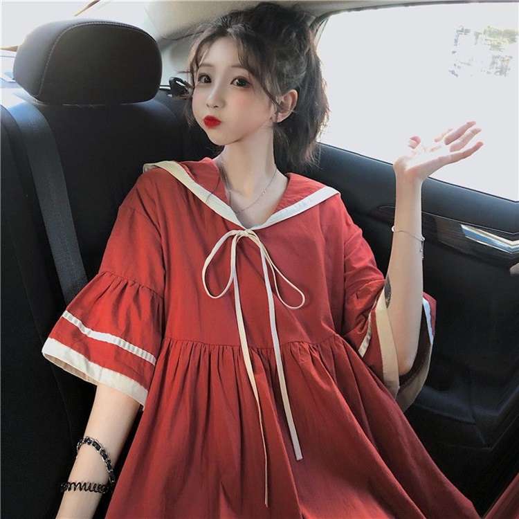 セーラー服 甘めセーラー襟フレアワンピース