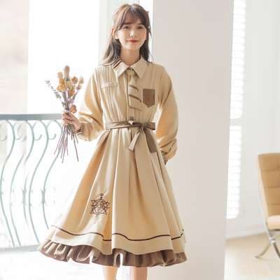 セーラー服 レトロ学院風ケープ付きワンピース