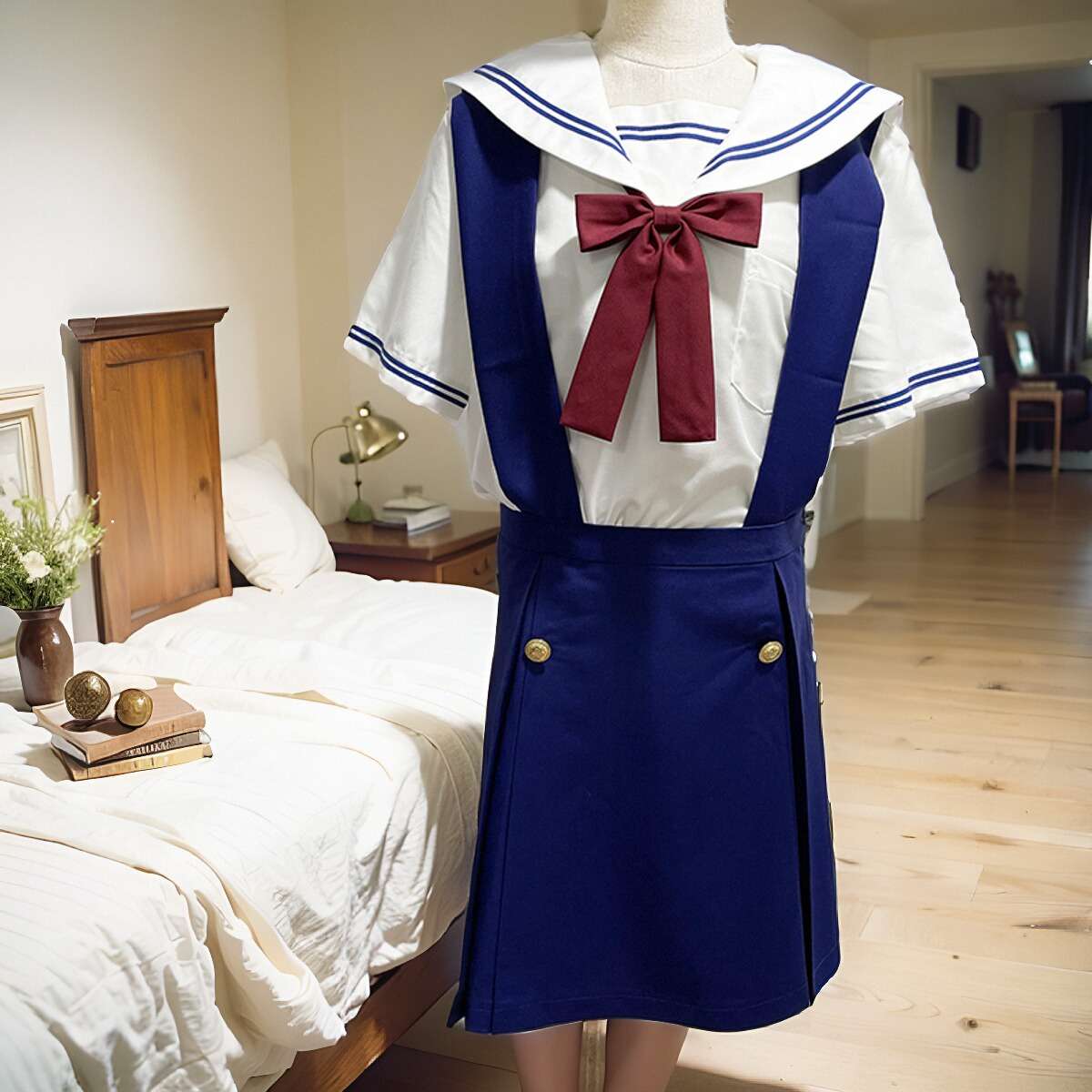 セーラー服 青白 アニメ風コスプレ衣装