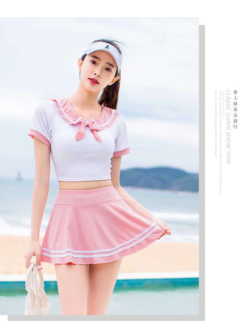 セーラー服 清楚可愛い二点セット セーラー風スイムウェア