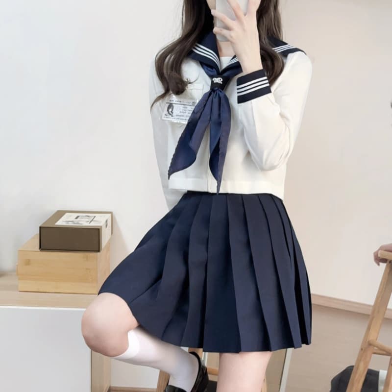 セーラー服 伝統美学 セーラー風長袖トップス