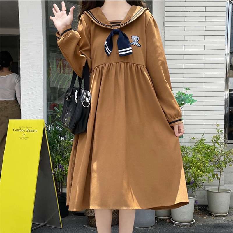 セーラー服 レトロ風セーラーカラーワンピース