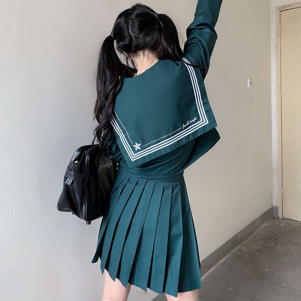 セーラー服 星柄セーラー襟プリーツワンピース