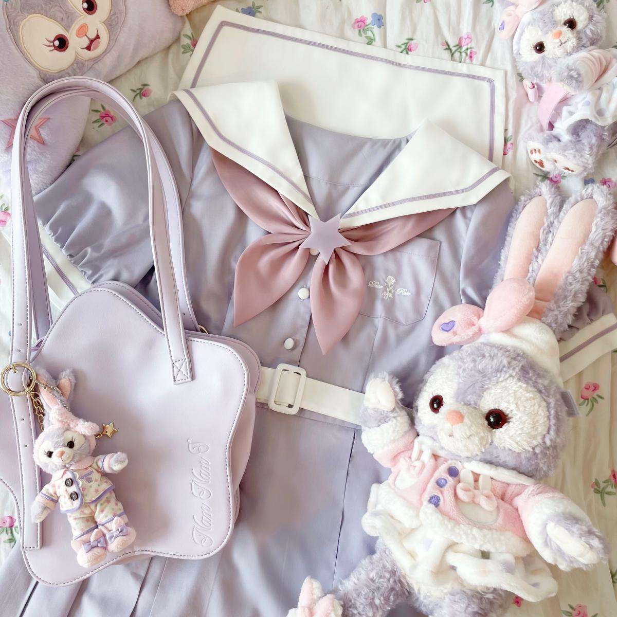 セーラー服 パステルカラー リボン付きワンピース制服