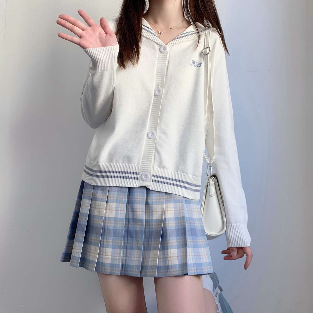 セーラー服 セーラーカラーカーディガン 白・紺・グレー