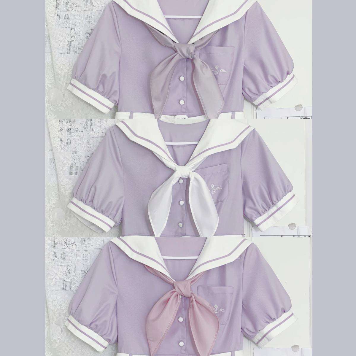 セーラー服 甘めガーリーセーラーカラーワンピース