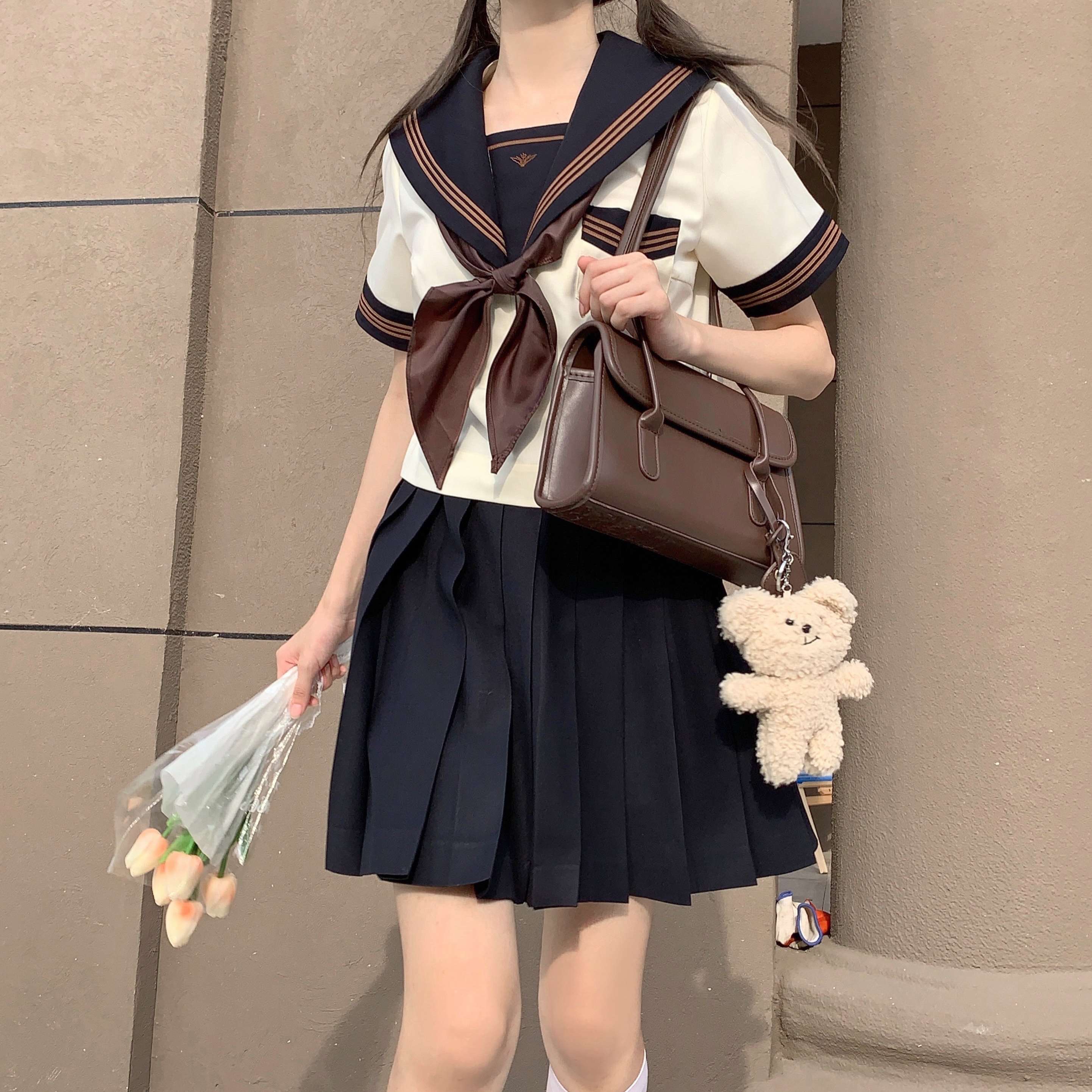 セーラー服 クラシック学生風 ブラウン