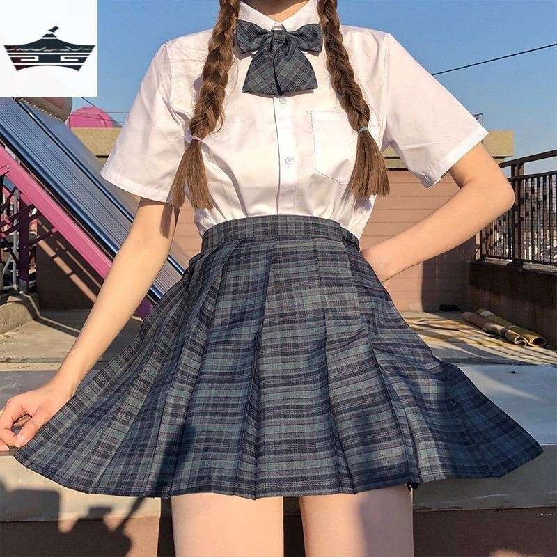 セーラー服 プレッピースタイル チェック柄プリーツスカート制服セット