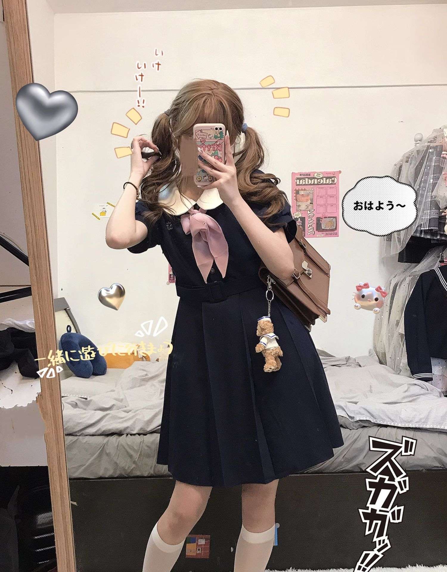 セーラー服 クラシックなネイビーセーラー風ワンピース