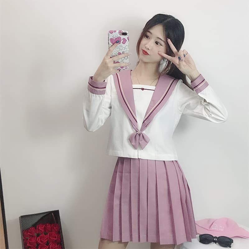 セーラー服 リボン付き清楚セーラートップス