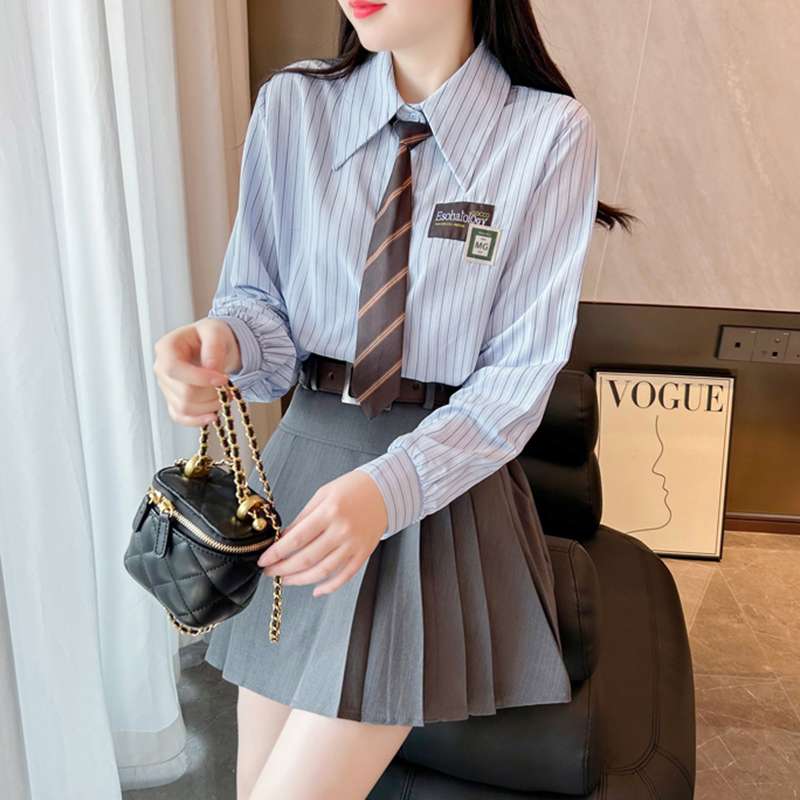セーラー服 学園風モダンストライプシャツ制服セット