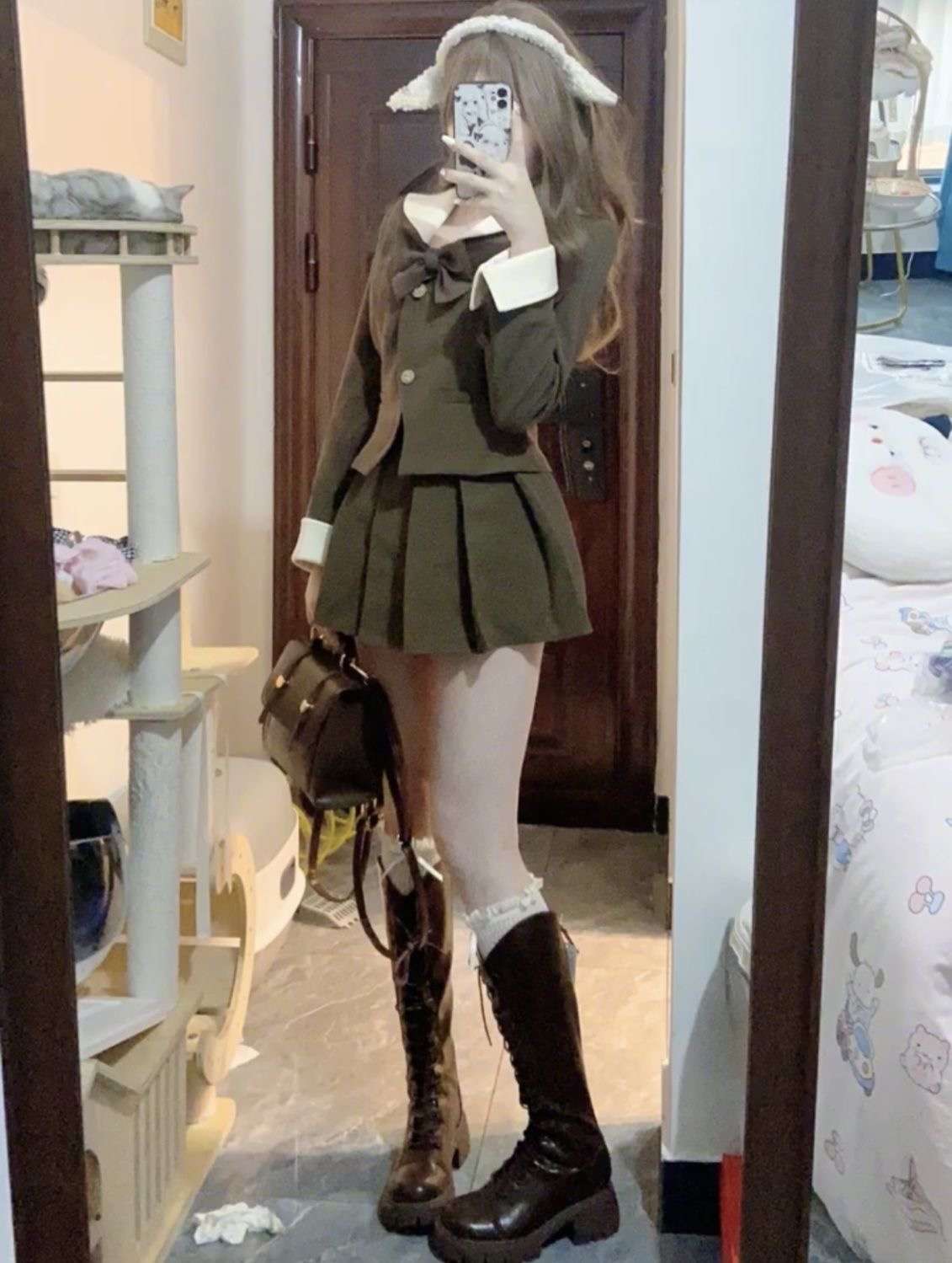 セーラー服 制服風セーラーブラウスとプリーツスカートのセット